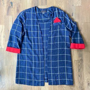 Vintage Blue White Red Womens Blazer Size 20W